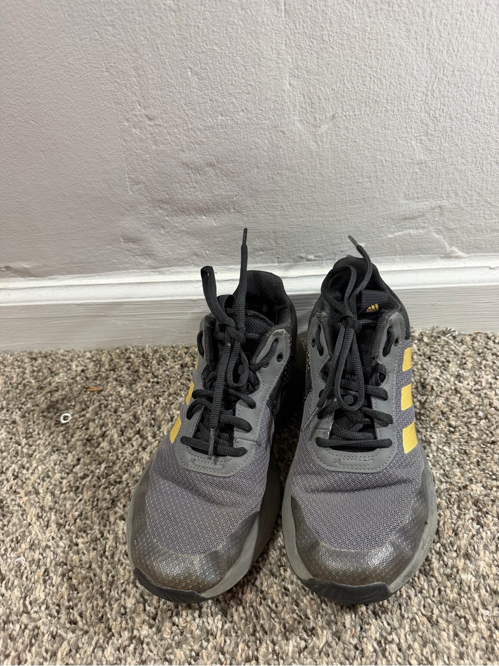 adidas Kids Gray and Yellow Lace-Up Sneakers